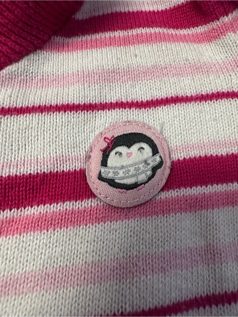 Vintage Gymboree Pink Striped Knit Sweater Romper 12-18M Penguin